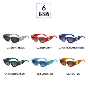 Six fashion Y2K cat eye sunglasses colors with wide temples and golden round logo detail