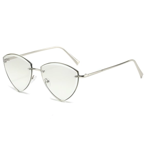 Modern rimless geometric triangle sunglasses with silver metal frame for a stylish look