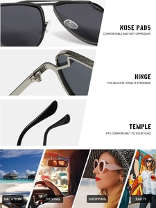 Detail of pilot sunglasses showing reinforced metal hinges and soft silicone nose pads