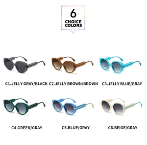 Six colors of vintage oversized geometric sunglasses shown in a clear multi-color grid layout