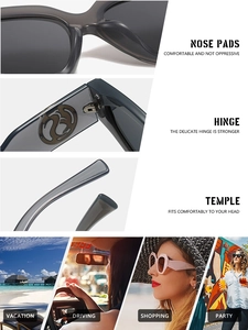 Detail of Y2K cat eye sunglasses showing integrated nose pads and reinforced metal hinges