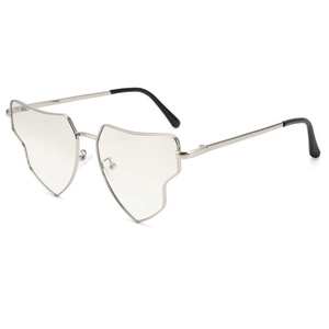 Irregular silver metal geometric oversized sunglasses with transparent clear lenses