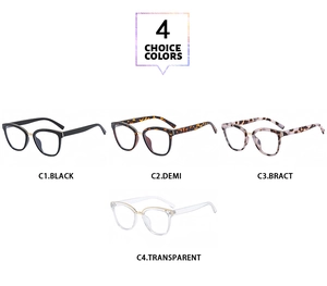 Detailansicht von Cat-Eye-Brillen in Schwarz, Schildpatt, Leopard und Transparent