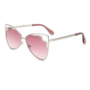 Lunettes de soleil papillon avec monture en métal doré et verres roses dégradés