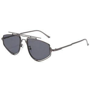 Lunettes de Soleil Punk en Métal à Double Pont Pour Hommes Femmes UV400 Géométrique Polygone Extérieur Conduite Mode Lunettes de Soleil