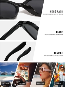Detail view of smooth integrated nose pads and durable hinge on oval sunglasses