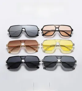 Fashionable double-beam aviator sunglasses in multiple colors and sleek narrow frames