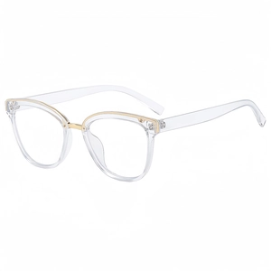 Klassische transparente Brille mit goldenen Metallakzenten und Blaulichtfilter