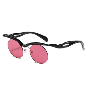 Occhiali Da Sole Tondi Con Montatura Irregolare Ondulata Protezione UV400 Moda Y2K Futuristica Per Uomo E Donna