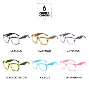 Six different color options for stylish square anti-blue light glasses frames in a grid