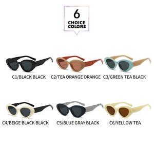 Collection of vintage cat eye sunglasses in six assorted colors from black to tea orange