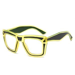 Fashion Square Blue Light Blocking Glasses Frame PC Material Color Block Retro Style Oversized For Women Men