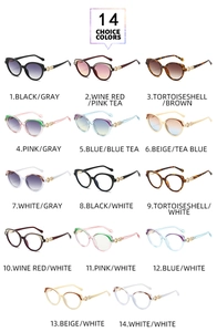 Catalogue détaillé de 14 lunettes de soleil œil-de-chat élégantes avec montures colorées