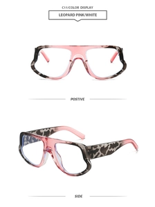 Macro detail of oversized leopard pink and white frames on stylish resin sunglasses