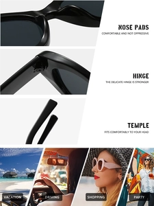Detail view of black vintage cat-eye sunglasses with reinforced hinges and nose pads