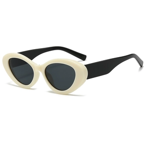 Retro cat-eye sunglasses with cream white frame and black lenses for a stylish vintage look