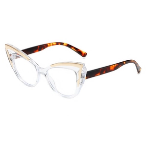 Vintage Cat-Eye-Brillengestell mit transparentem Rand und Bügeln im Leopardenmuster