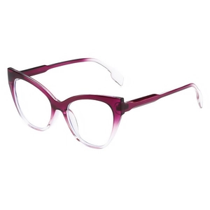 Retro cat-eye glasses frame with purple to transparent gradient design for women