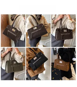 Détails du sac cabas vintage en cuir texturé avec fermetures éclair en quatre couleurs