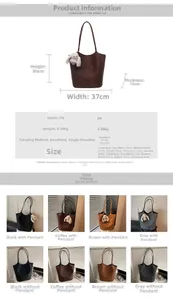 Detail view of large tote bag dimensions and material specs with plush bunny charm