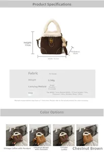 Spécifications de taille et comparaison des couleurs du sac seau rétro en peluche