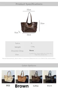 Guida alle taglie e quattro opzioni di colore per la borsa tote vintage in pelle PU
