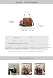 Tableau des tailles et options de couleurs pour sac seau en daim avec garniture peluche