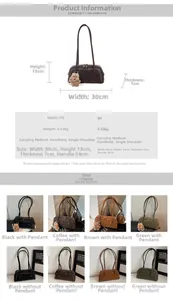 Detailed size chart and multi-color specifications for the minimalist PU underarm bag