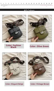 Chic saddle crossbody bags shown in four colors with ethnic style woven shoulder straps