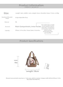 Detailed size guide and specifications for the PU leather bucket bag with dimensions