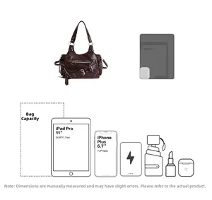 Detail showing the spacious interior capacity of this vintage brown oil wax leather bag