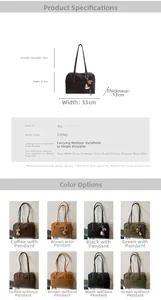 Detailed sizing chart and material specs for the minimalist PU leather tote bag