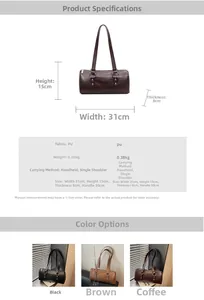 Detailed size parameters and triple color view of vintage leather pillow bags