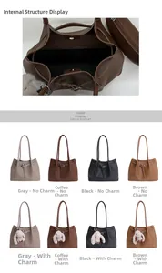 Detailed comparison of large tote bags in four colors with magnetic closure and charm