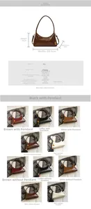 Spécifications de taille détaillées pour le sac à main demi-lune chic en cuir PU