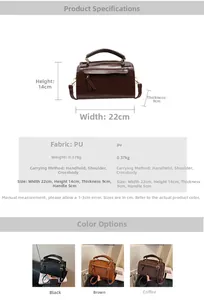 Spécifications de taille pour ce sac à main rétro en cuir PU avec options de couleur