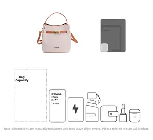 Detail showing the internal storage capacity of the embroidered bucket handbag