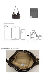 Structure interne et capacité de rangement de ce grand sac cabas en cuir marron foncé