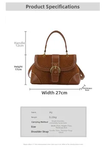 Detailed specs of the vintage saddle bag with dimensions and material specifications