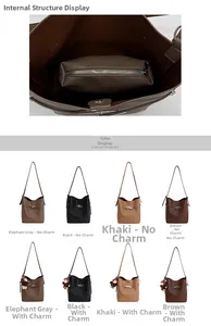 Detail view of large tote bag interior with zipper pouch and multi-color options