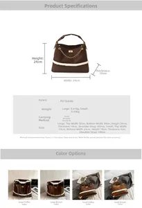 Detailed size specifications for quilted chain tote bag in large and small variants