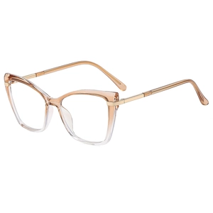 Vintage Cat Eye Eyeglasses Frame Women TR Metal Anti Blue Light Clear Lens Retro Large Simple Fashion Optical Glasses