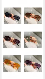 Detailed grid view showcasing six color options for rimless oval sunglasses