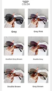 Detailed grid of oversized rimless gradient sunglasses in six stylish color options
