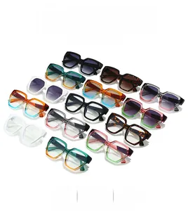 Detailed grid of oversized square sunglasses in various colors and gradient patterns
