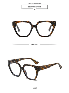 Macro shot of stylish leopard print polygon frames showing front and side views