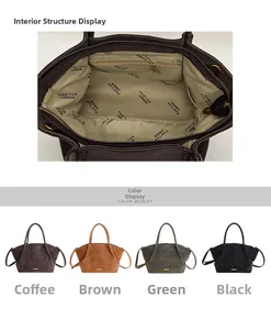 Detail showing spacious multi-compartment interior with zippered pockets and fabric lining