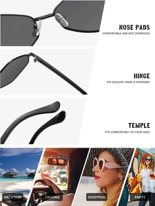 Detail view of metal diamond sunglasses with soft nose pads and reinforced hinges for comfort