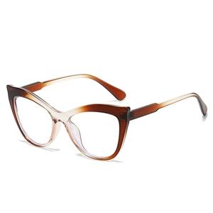 Classic retro cat-eye anti-blue light glasses with brown gradient frames on white background