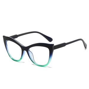 Classic cat-eye glasses frame with blue-green gradient and anti-blue light lenses